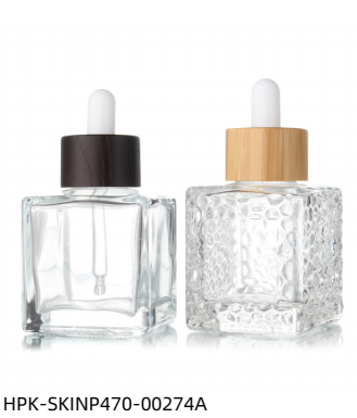 Cubical Glass Pipette Dropper Bottle with Wood/Bamboo Collar
